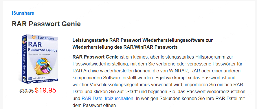 iSunshare RAR Password Genius