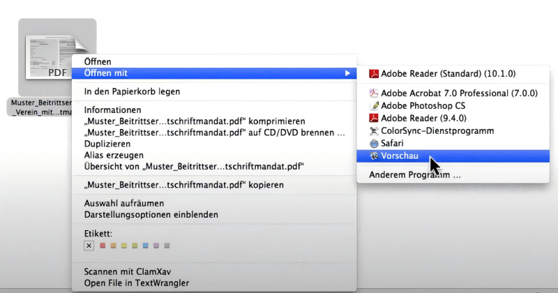 öffnen Sie PDF auf Mac mit Vorschau