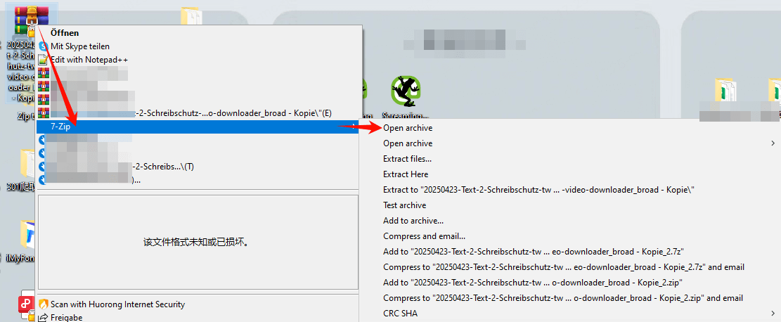 Datei mit 7-Zip öffnen