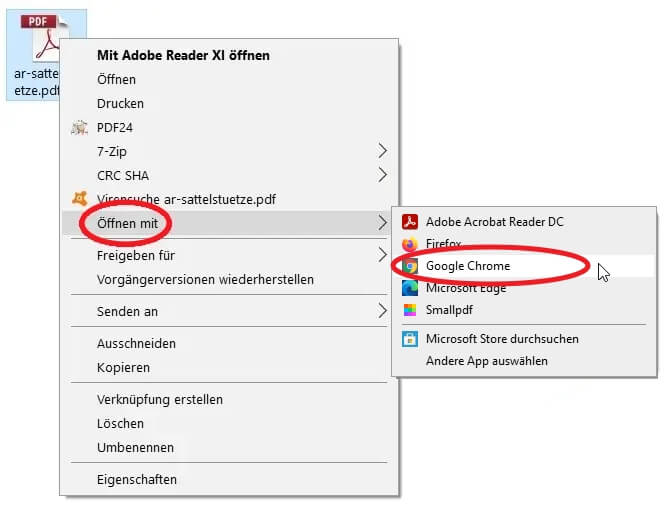 PDF öffnen mit Google Chrome