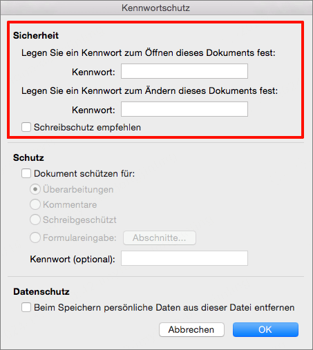 word dokument mit passwort schützen mac