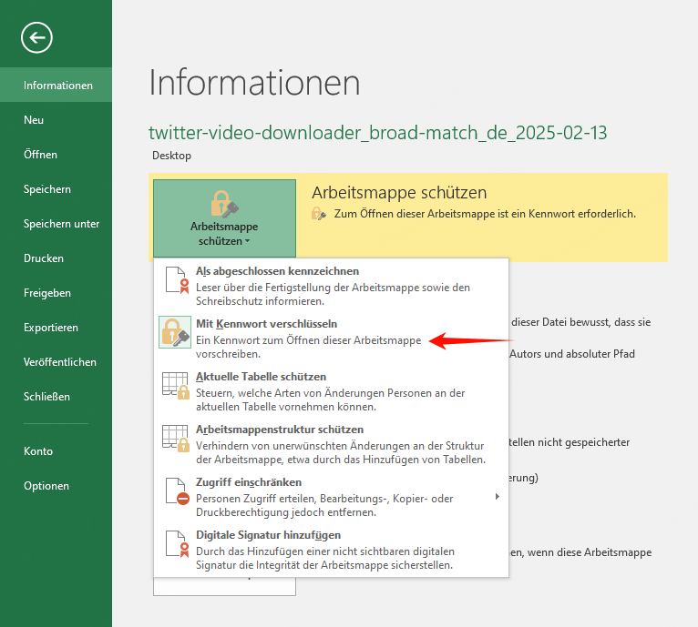 Kennwortschutz bei Excel aufheben