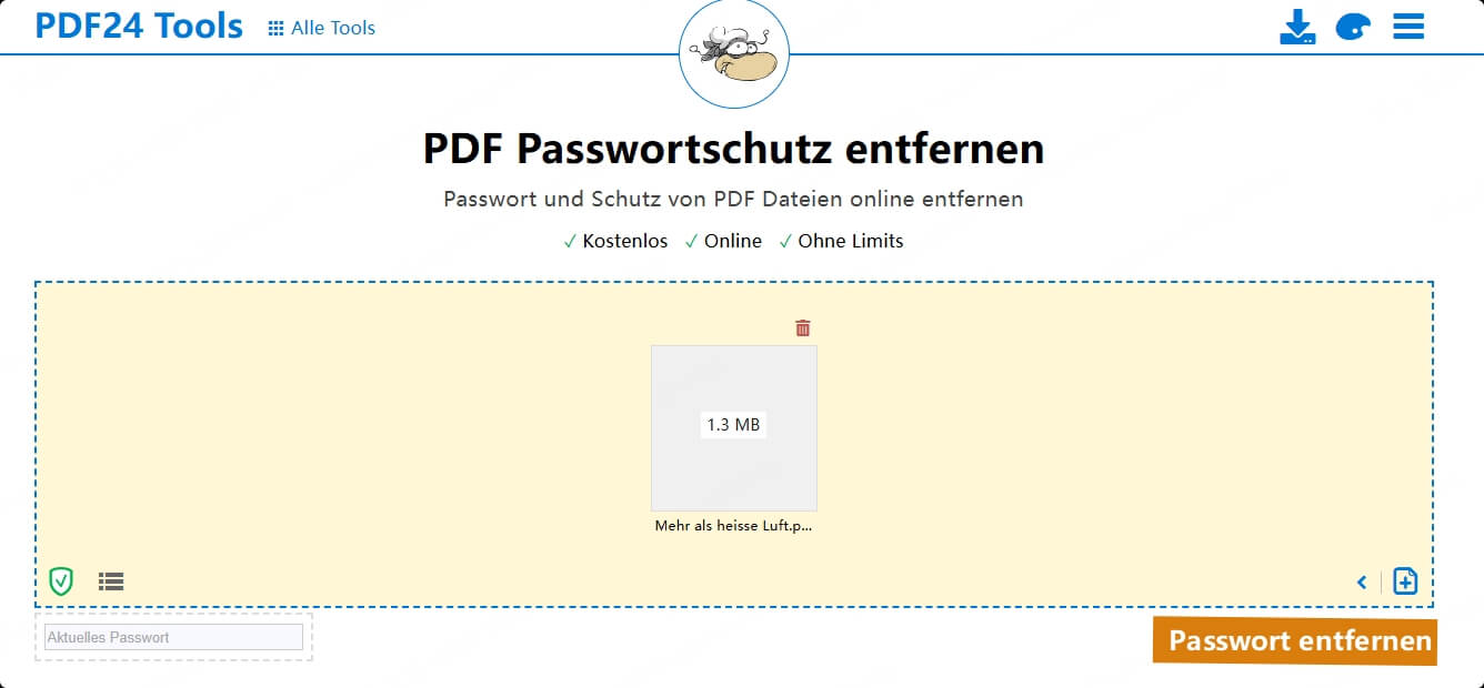 PDF kopierschutz entfernen PDF24