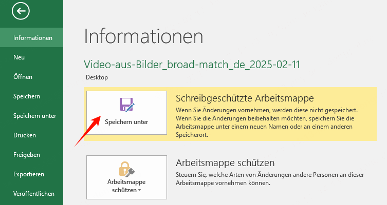 Excel Datei Passwort schützen aufheben