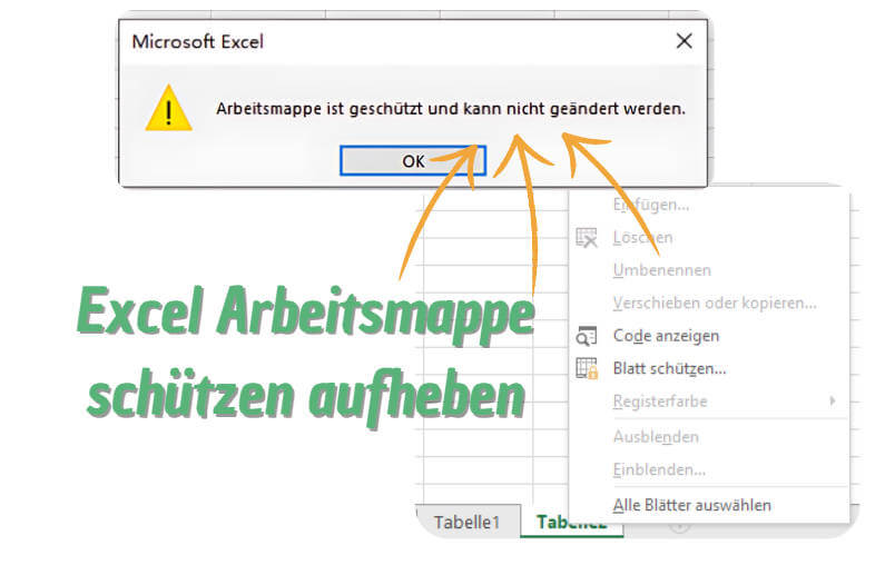 excel arbeitsmappe schützen aufheben