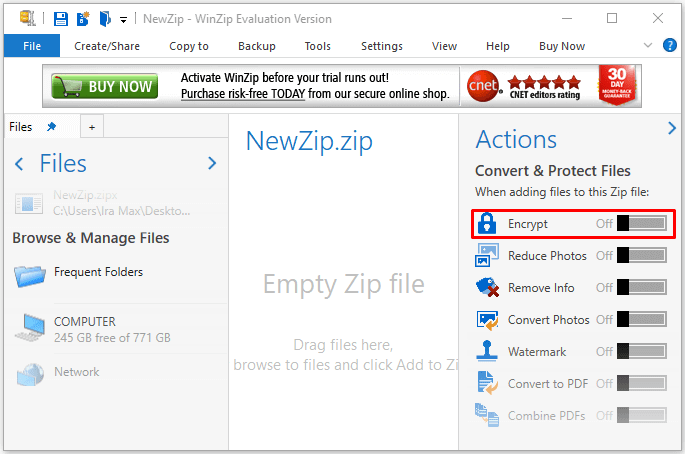 Winzip Verschlüsseln abrufen