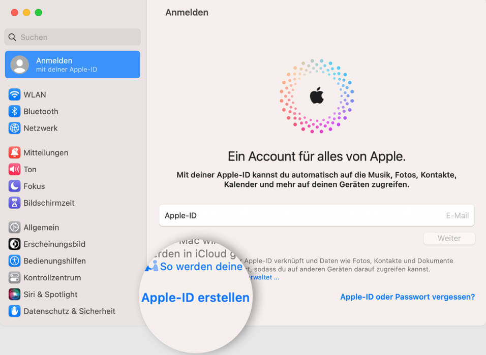 eigene apple id erstellen auf Mac