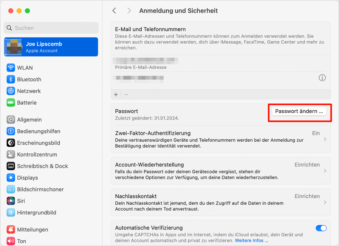 vergessenes Apple Account Passwort ändern