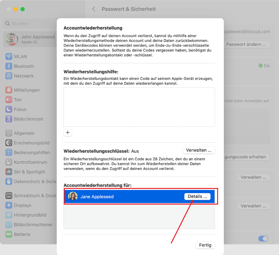 auf dem Mac Apple ID wiederherstellen