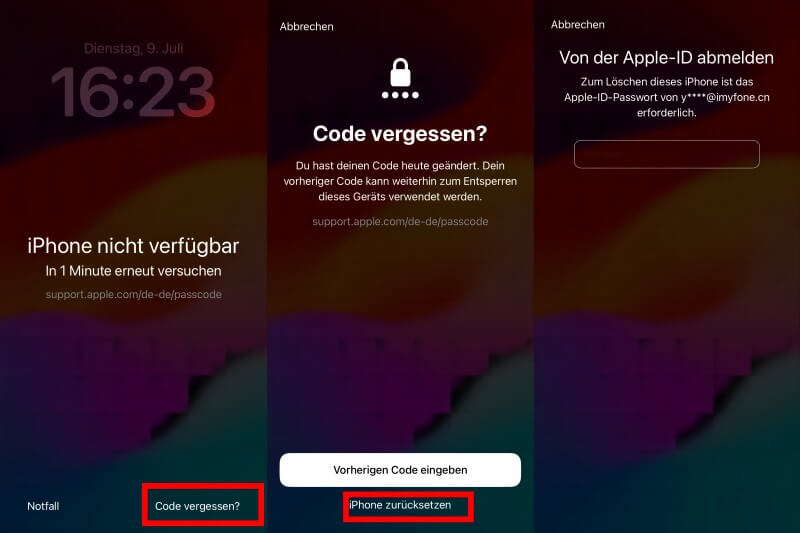 iPhone Code vergessen ohne PC zurücksetzen