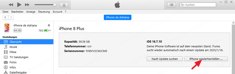 iPhone wiederherstellen, um zurückzusetzen