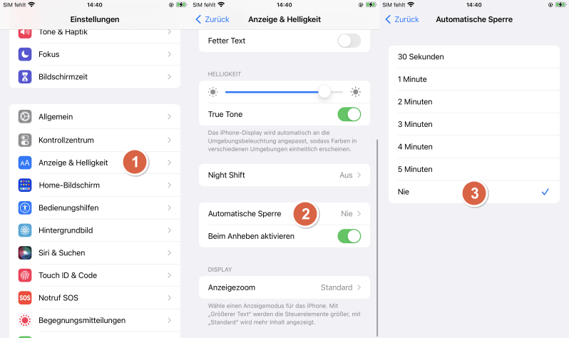 iphone automatische sperre ausschalten