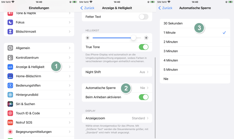Automatische Sperre in iPhone einrichten