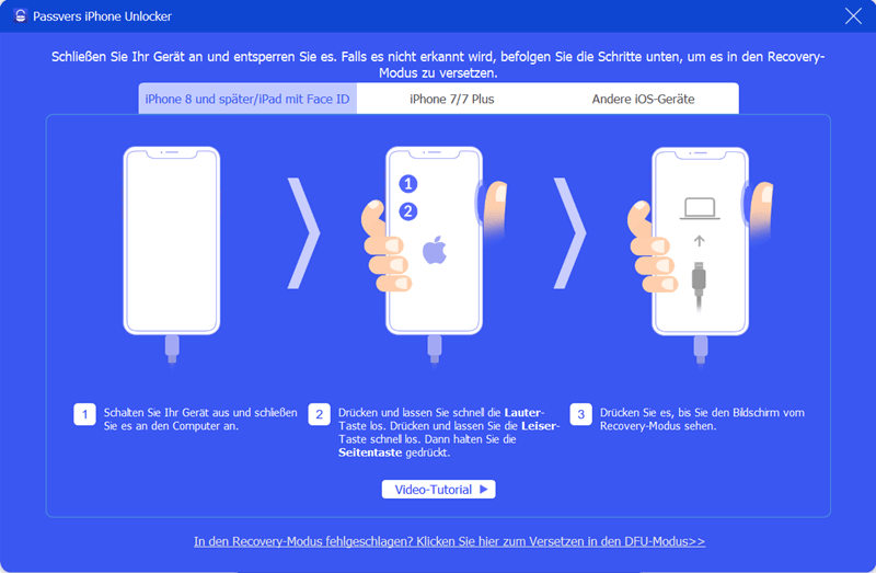 Gerät mit Passvers iPhone Unlocker verbinden
