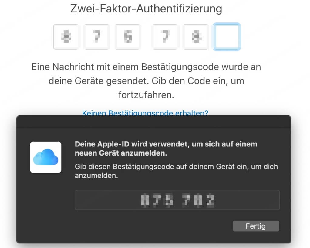 Bestätigungscode für Passwort-Zurücksetzen erhalten