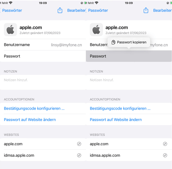 Apple gespeicherte Passwörter anzeigen
