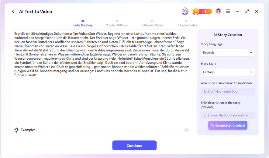Text in Novi AI importieren