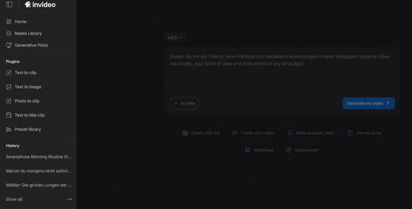 Invideo AI Funktionen