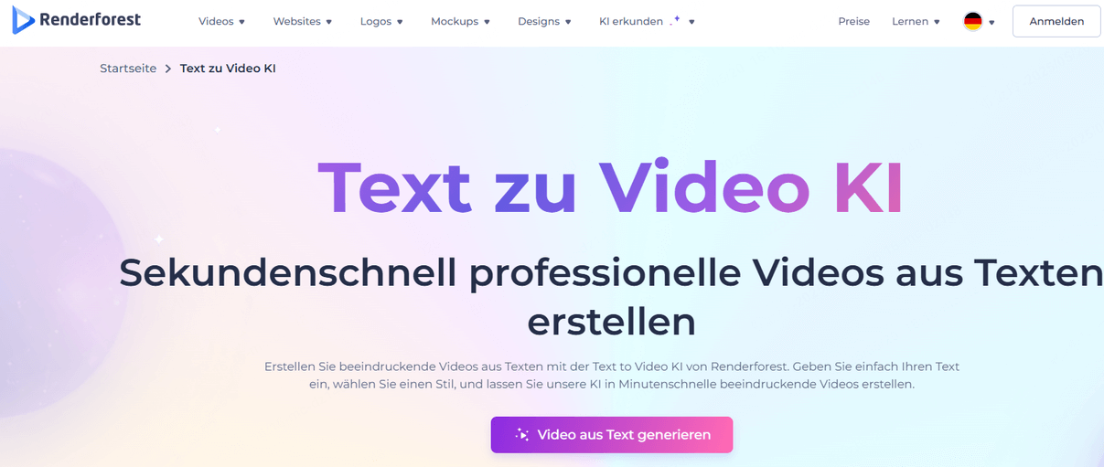  Auf Videos aus Text generieren klicken