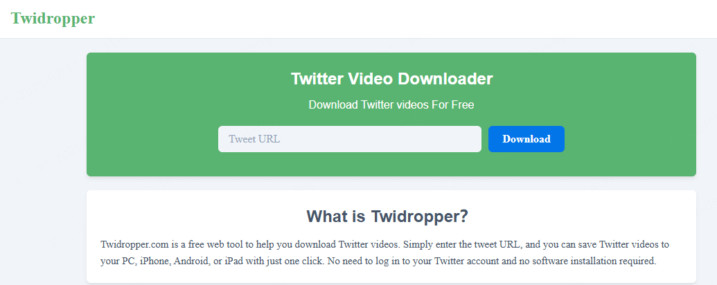 Twidropper twitter video downloader online