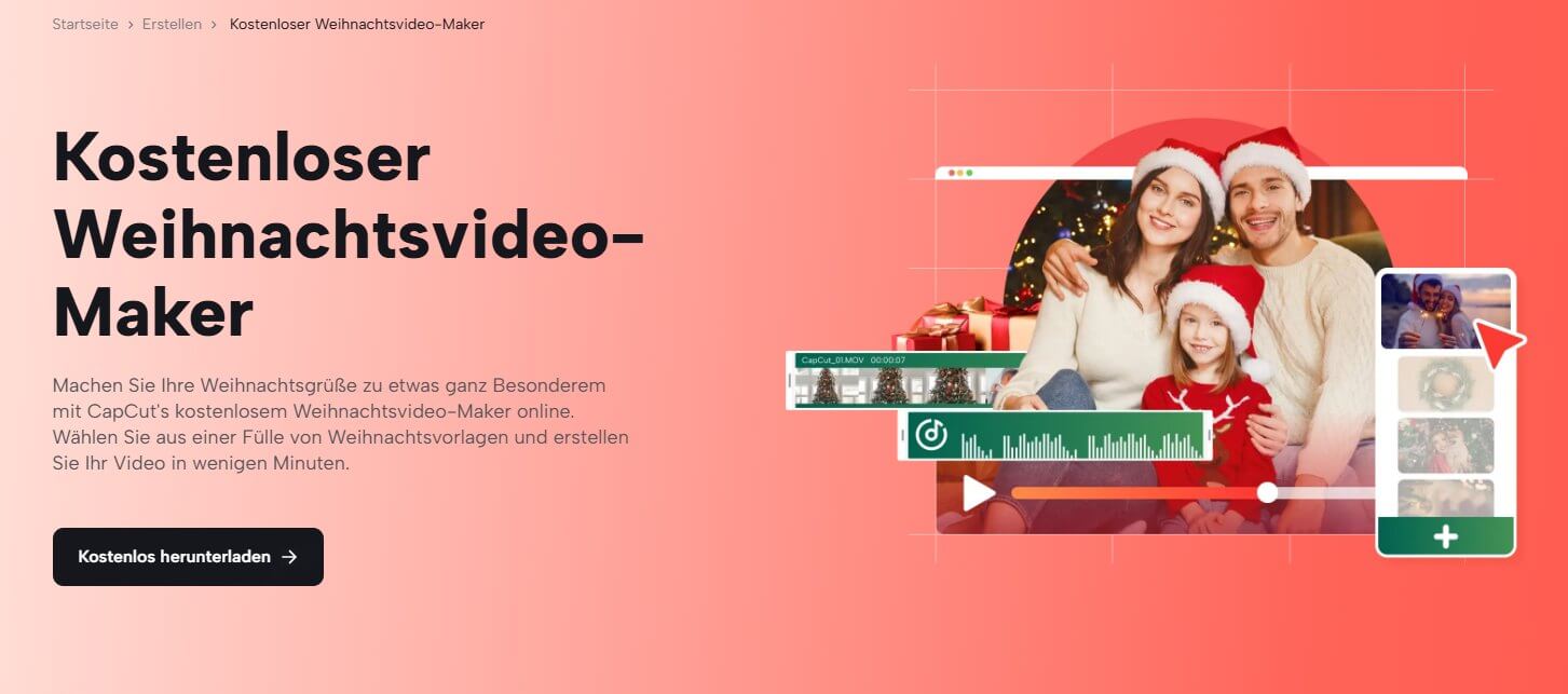 CapCut - Professionelle Videobearbeitung zum Erstellen eines kostenlosen personalisierten Weihnachtsmann-Videos