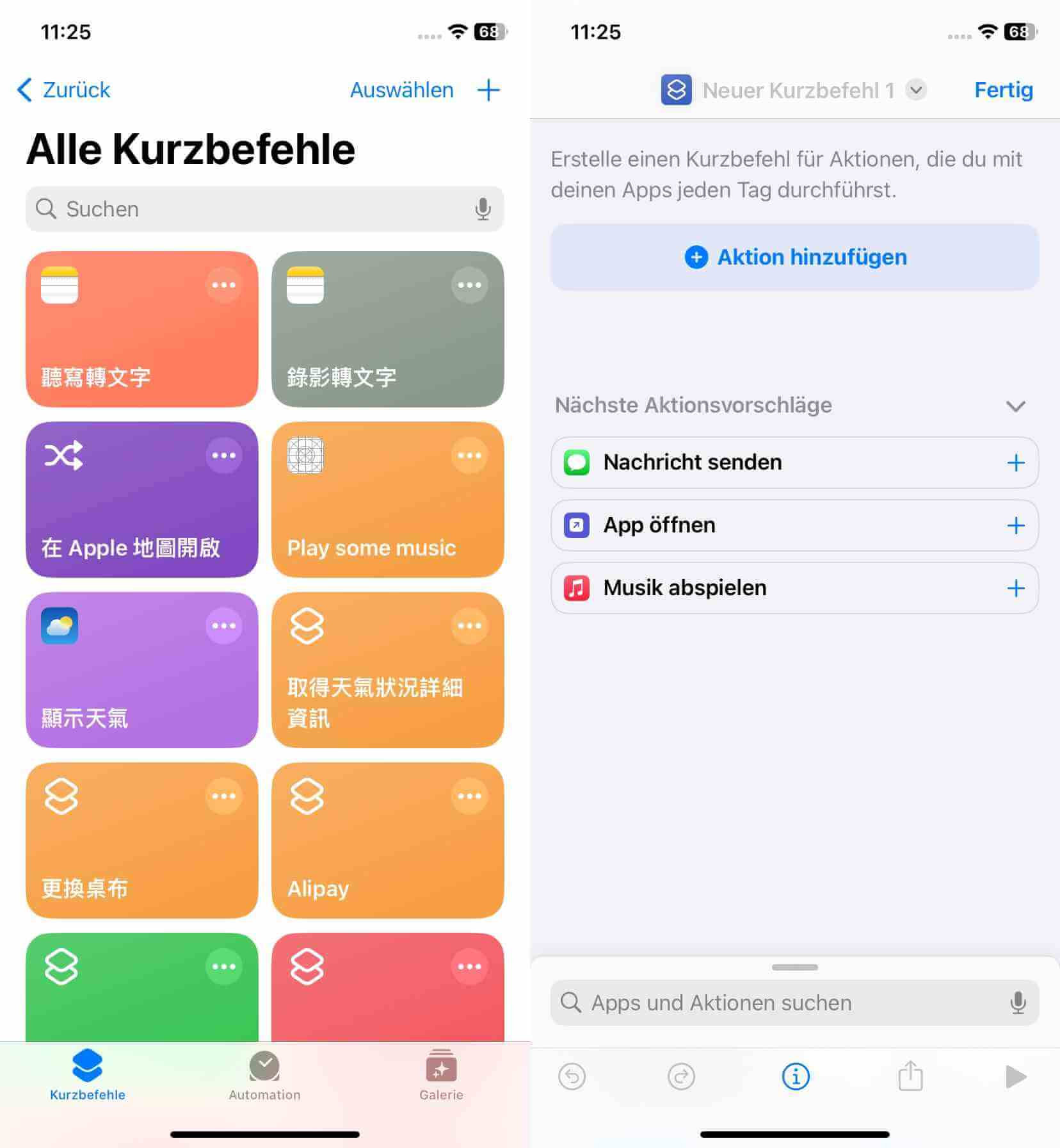 iPhone Sprachmemo in Text Kurzbefehle hinzufügen