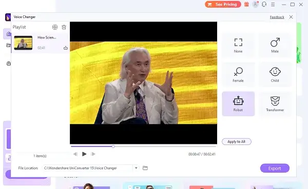 UniConverter Wondershare Voice Changer-Animie Voice Generator