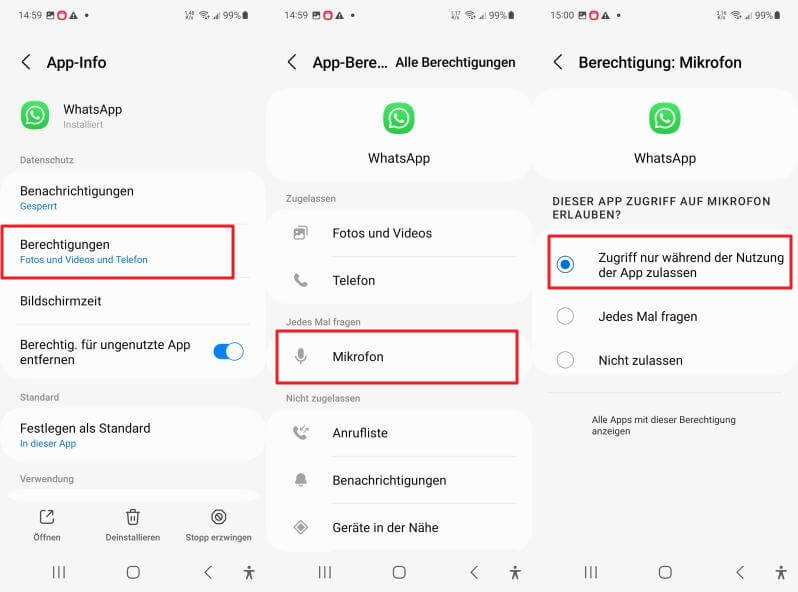 WhatsApp Zugriff auf Mikrofon aktivieren