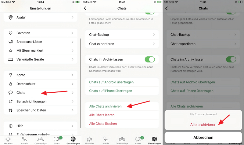whatsapp alle chats archivieren