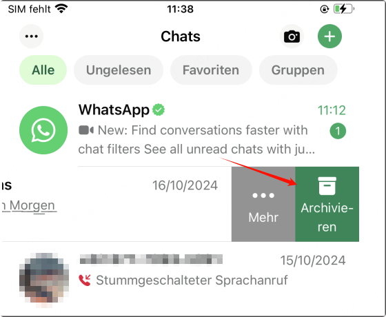 WhatsApp Kontakt archivieren iPhone