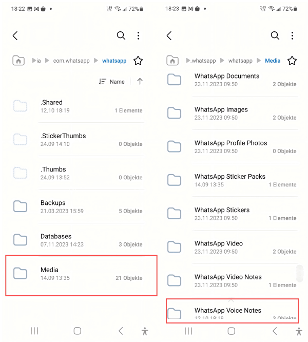 Ordner WhatsApp Voice Note kopieren