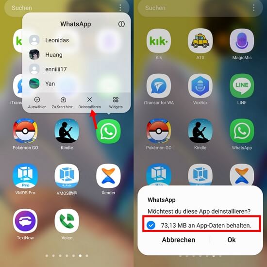 WhatsApp App bei Android deinstallieren