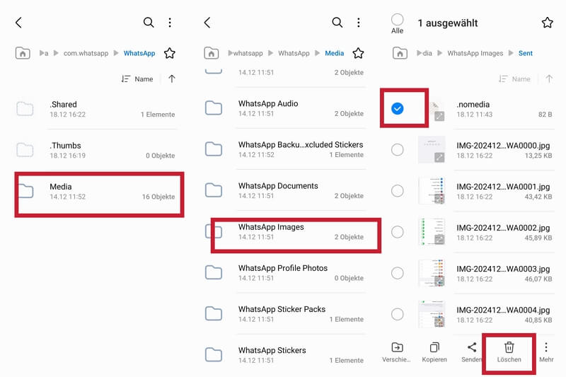 WhatsApp nomedia Datei löschen