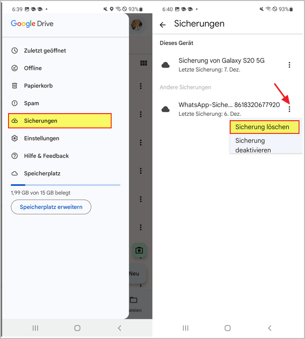 whatsapp backup aus google drive löschen