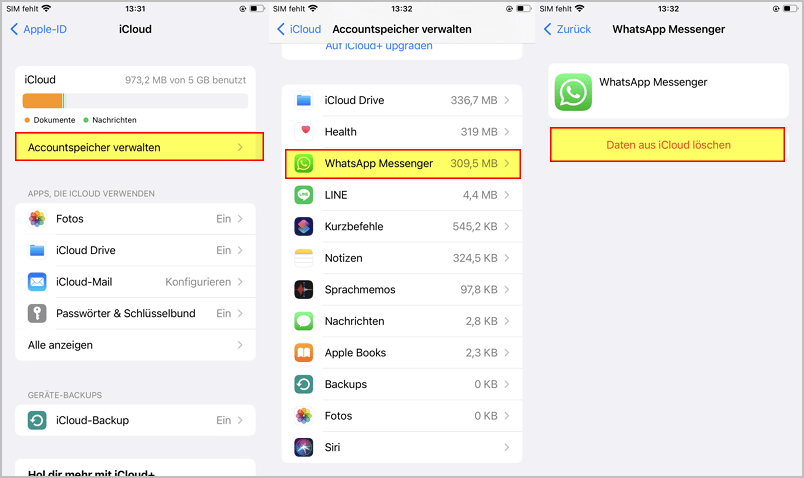 whatsapp backup löschen iphone