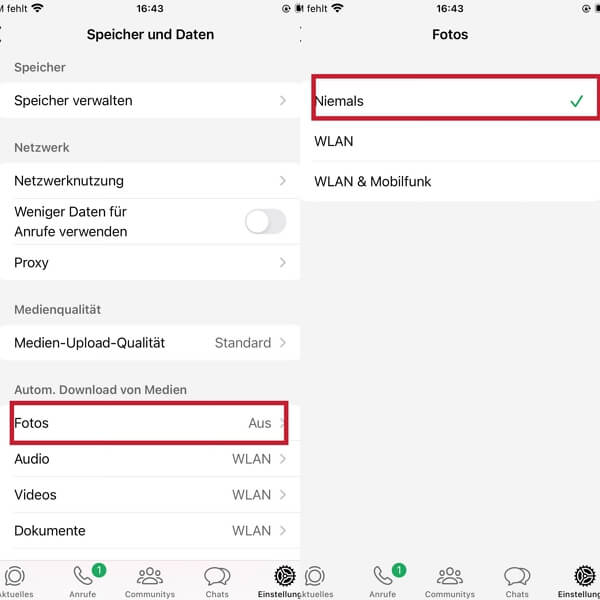 whatsapp fotos nicht in galerie speichern iphone