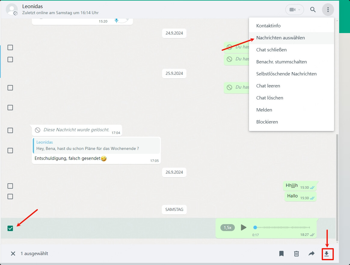 WhatsApp Sprachnachricht auf WhatsApp Web speichern