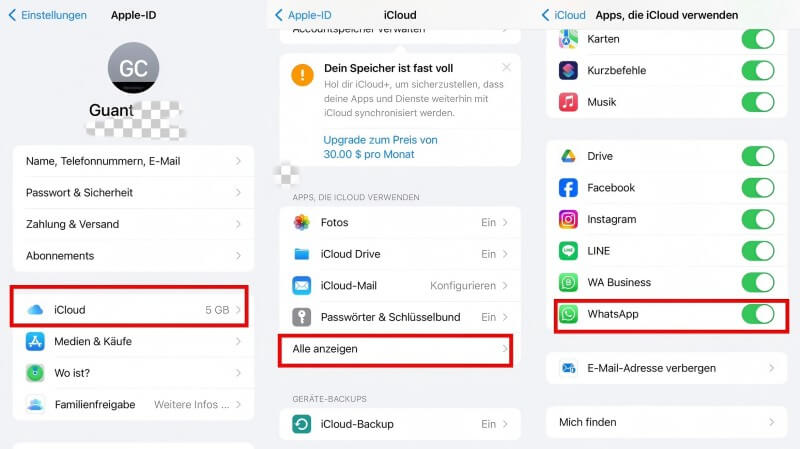 WhatsApp iCloud verwenden erlauben