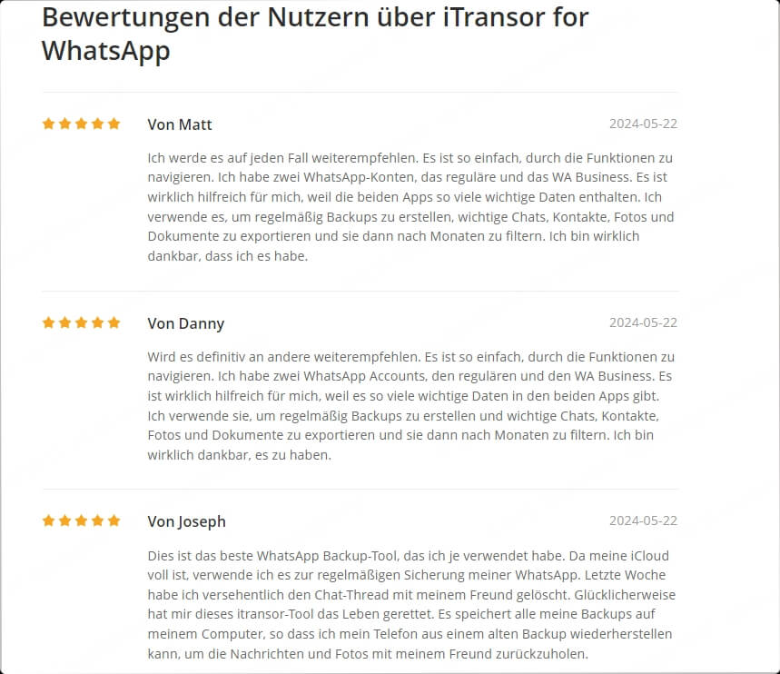 imyfone itransor for whatsapp bewertung von benutzer