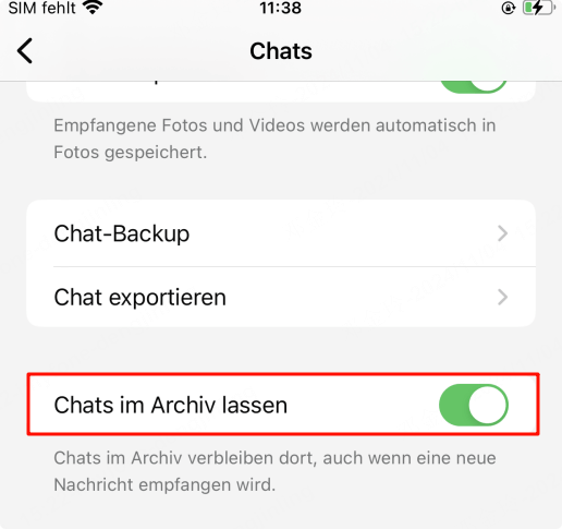 WhatsApp Chats im Archiv lassen