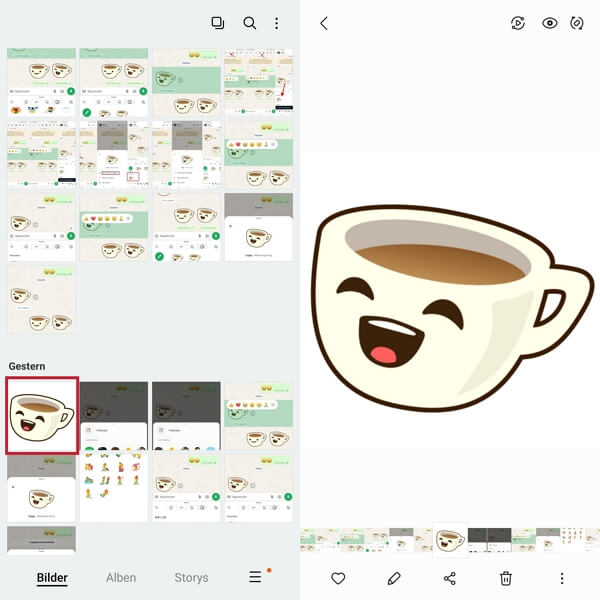 whatsapp sticker in galerie speichern