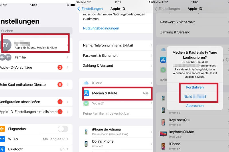 beim Medien & Käufe Apple ID anmelden