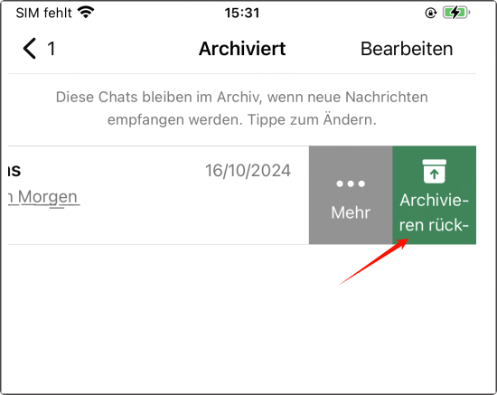 whatsapp archivierung aufheben iphone