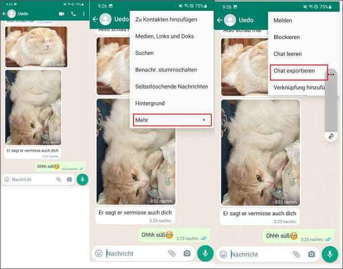 Android Whatsapp Chats exportieren, um Whatsapp Sticker zu speichern