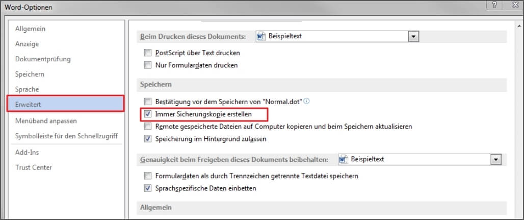 überschriebene Word-Dokument aus Windows-Backup wiederherstellen