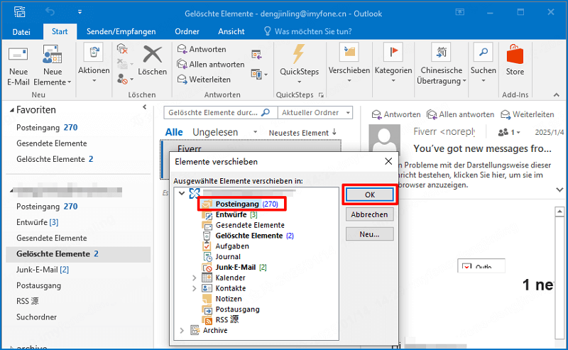 outlook gelöschte mail wiederherstellen