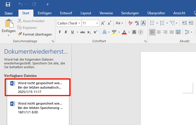 word dokument wiederherstellen nicht gespeichert