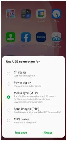 Auswählen des USB-Modus unter Android