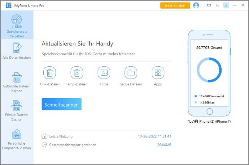 iphone downloads löschen mit Umate Pro