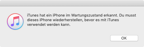 iphone zeigt nur ladekreis iPhone im Wartungszustand iTunes